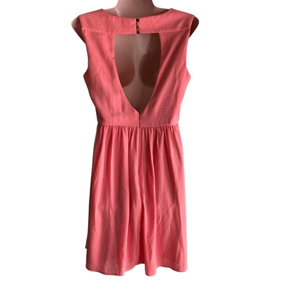 Forever 21 Dress Womens Medium Pink Sleeveless Fit Flare Open Back Lined Party - Picture 4 of 8